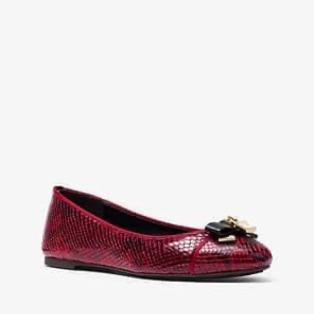 Brand new Michael Kors Alice -snake embossed ballet flats red/ burgundy
